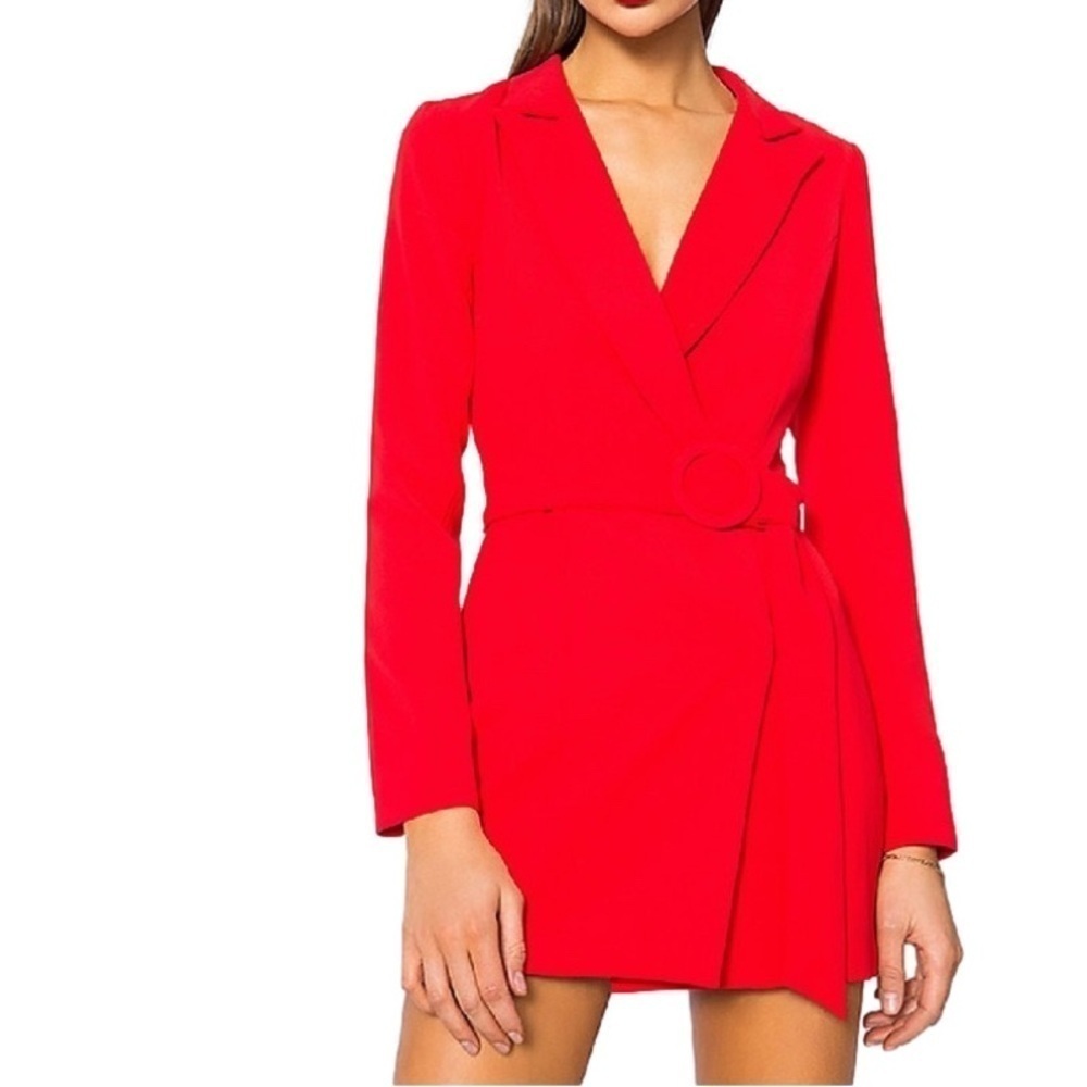Superdown XS Joan Belted Blazer Dress Red NWT